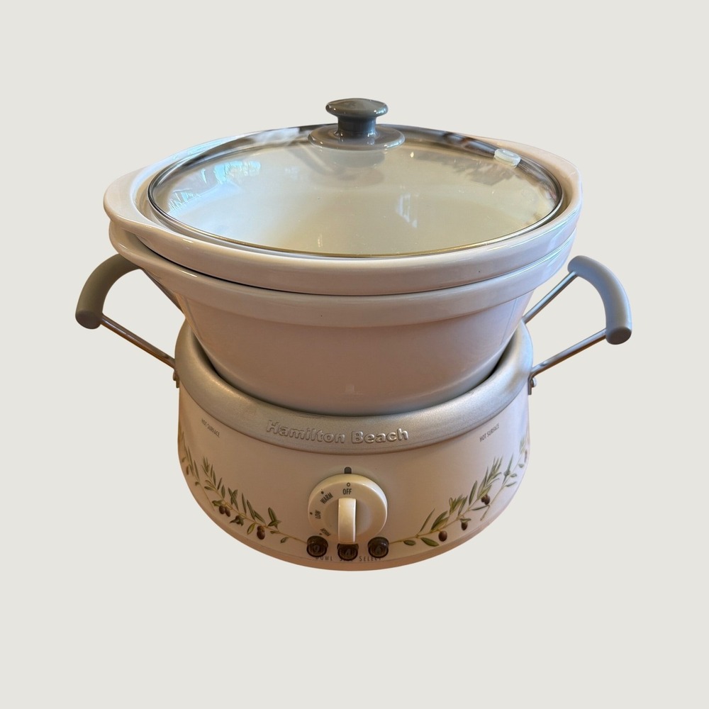 Hamilton Beach 3-in-1 Slow Cooker 4‎ 6 Qt W/ Lid Missing 2 Qt White Olive Branch
